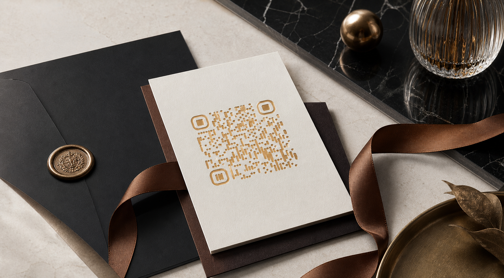 Luxury custom QR invitation scene